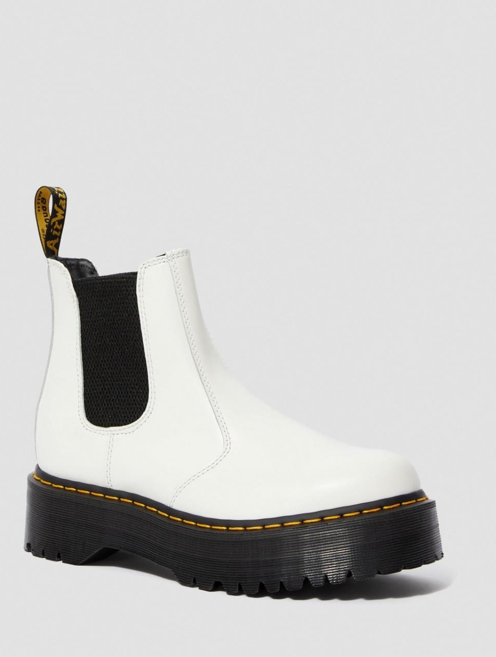 Dr. Martens Smooth Leather Platform Chelsea Boots in white